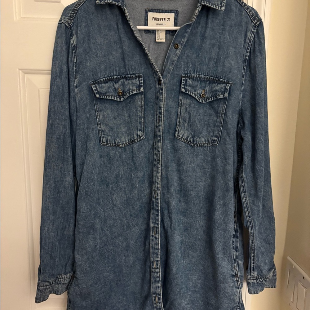 Forever 21 Blue Denim Shirt Dress